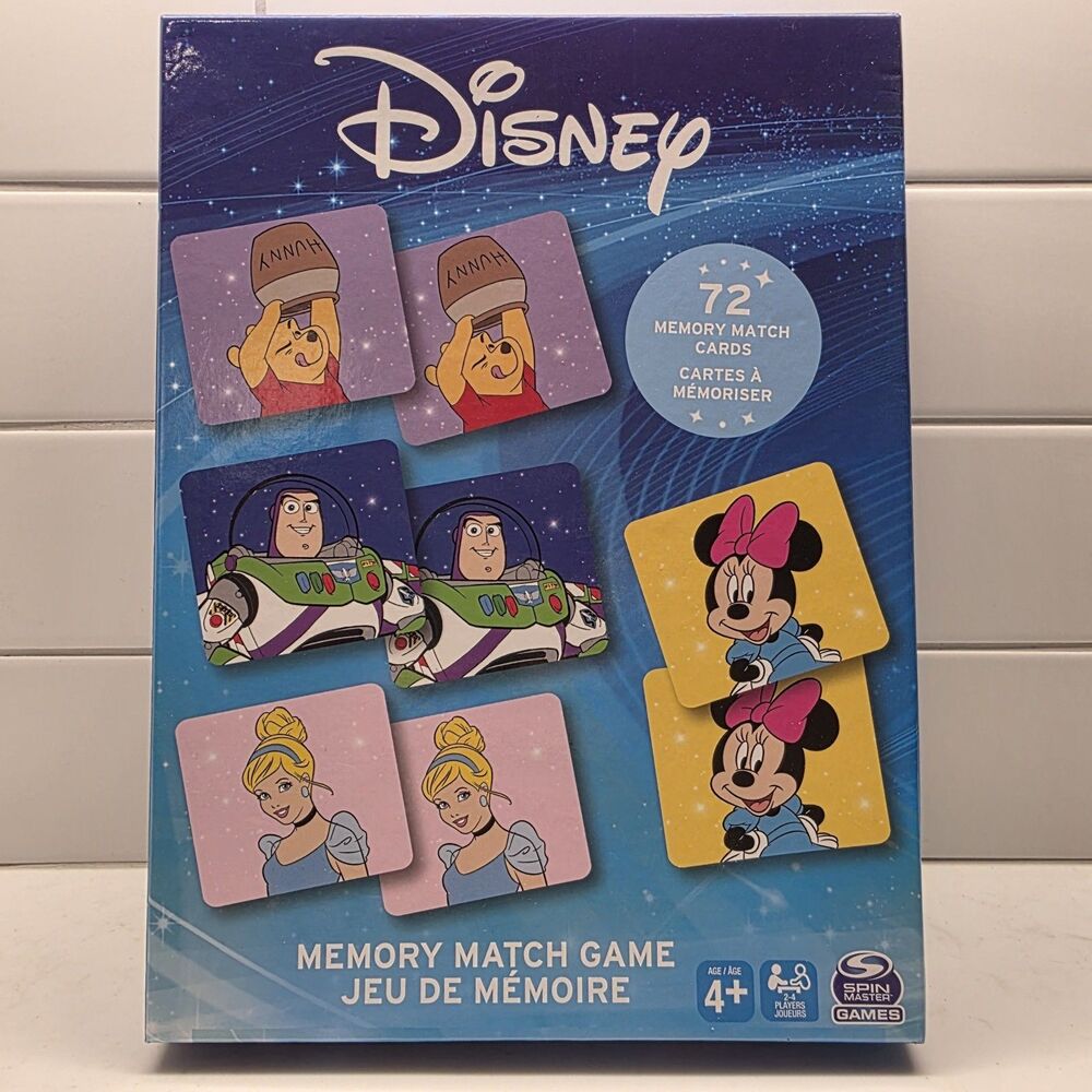Disney Memory Match Game 72 Memory Cards Ages 4+ Spin Master